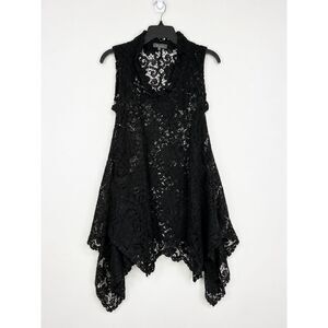 Gracia Black Lace Crochet Dress S Gothic Boho Wednesday Addams Sheer Mini